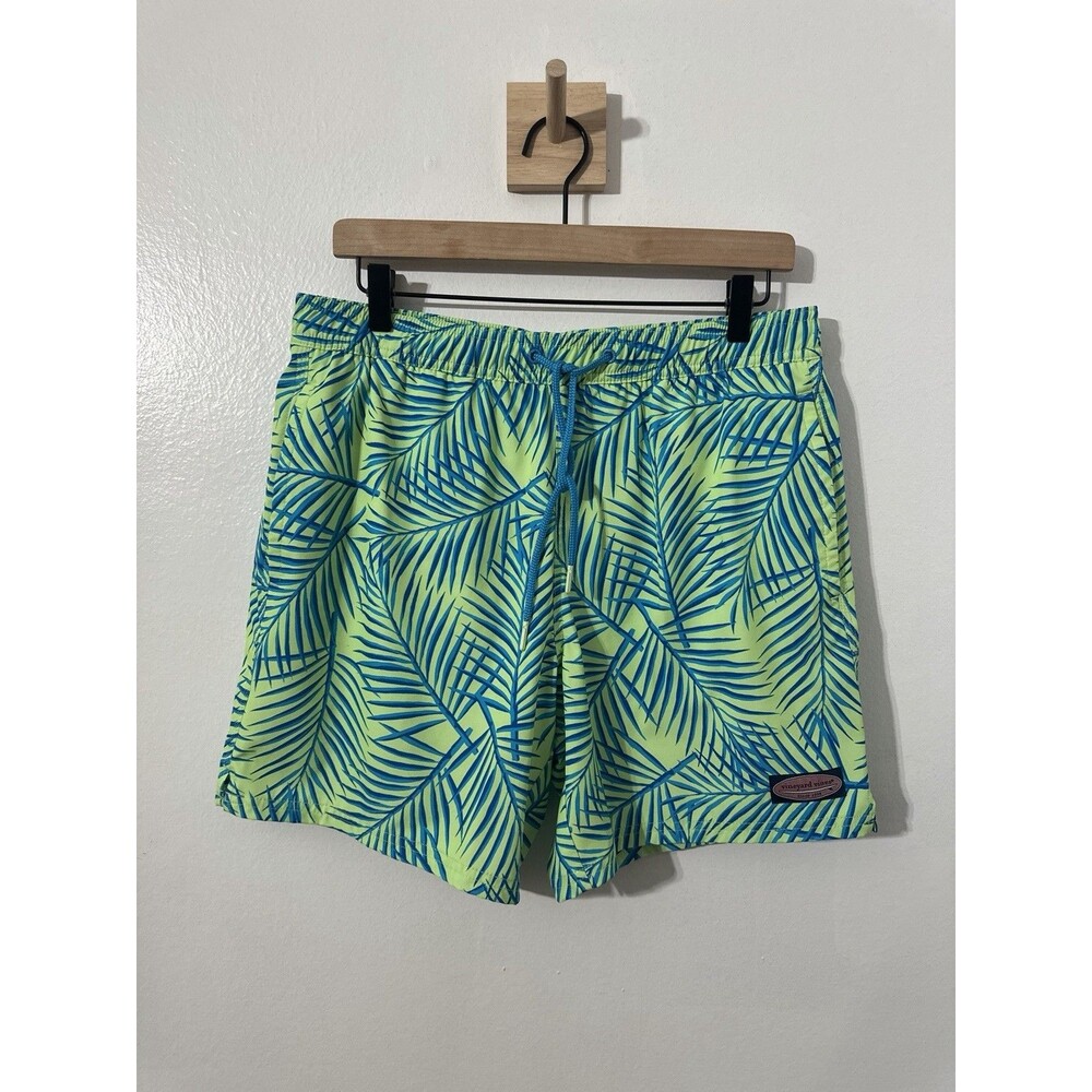 Vineyard Vines Swim Trunks Shorts Palm Print Lined Drawstring Men's M Tropical